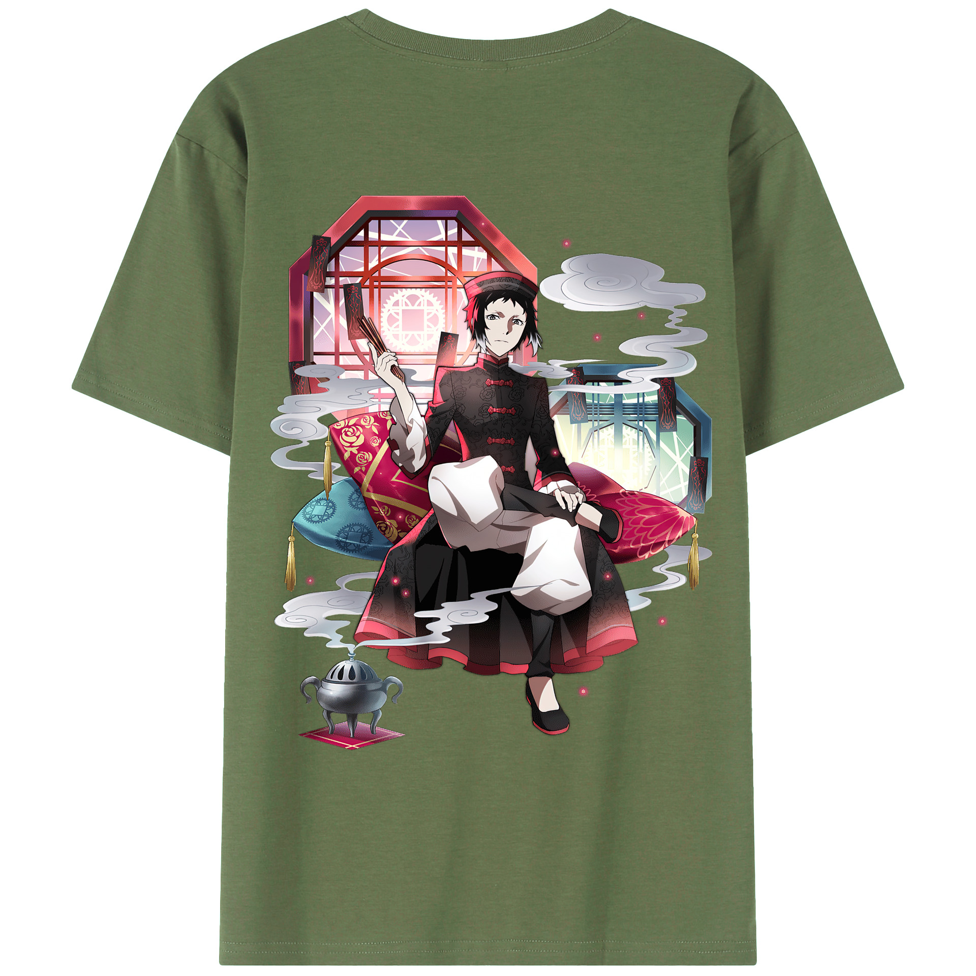 （画像用） 文豪ストレイドッグス Bungo Stray Dogs 綿100％ メンズ半袖Tシャツ（バックプリント） 通気性